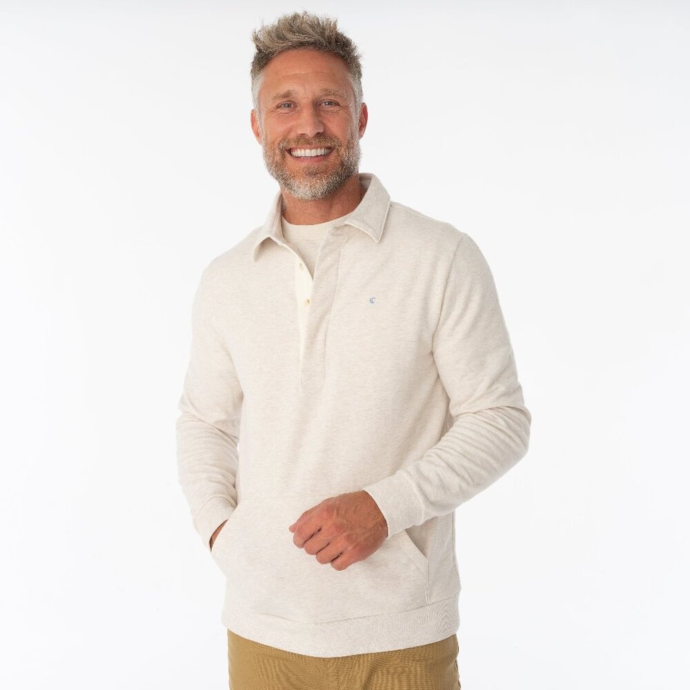 Criquet Shirts Collared Sweatshirt - Heather Oatmeal Size mm